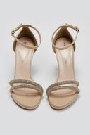 Πέδιλα με διπλή σειρά στρας TFP - Μπεζ Πέρλα - thefashionproject.gr - TFP