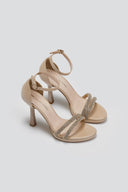 Πέδιλα με διπλή σειρά στρας TFP - Μπεζ Πέρλα - thefashionproject.gr - TFP