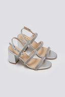 Πέδιλα με φαρδιά στρας λουράκια - Ασημί - thefashionproject.gr - La Coquette