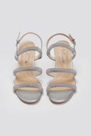 Πέδιλα με φαρδιά στρας λουράκια - Ασημί - thefashionproject.gr - La Coquette