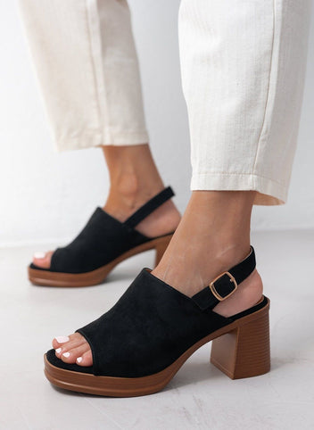 Πέδιλα με φαρδιά χωστή φάσα ERYNN - Μαύρο - thefashionproject.gr - ERYNN