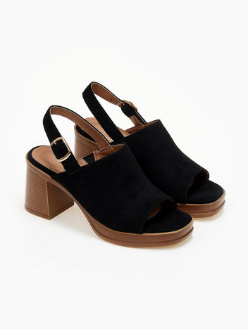Πέδιλα με φαρδιά χωστή φάσα ERYNN - Μαύρο - thefashionproject.gr - ERYNN