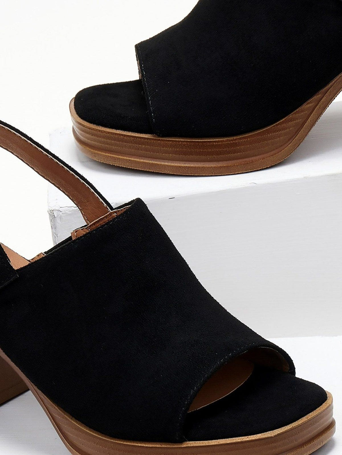 Πέδιλα με φαρδιά χωστή φάσα ERYNN - Μαύρο - thefashionproject.gr - ERYNN