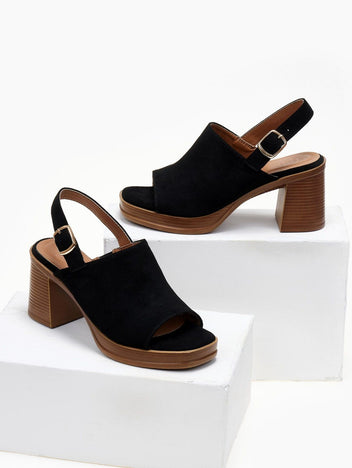 Πέδιλα με φαρδιά χωστή φάσα ERYNN - Μαύρο - thefashionproject.gr - ERYNN