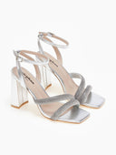 Πέδιλα με φαρδιές στρας φάσες - Ασημί - thefashionproject.gr - Stephan