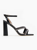 Πέδιλα με φαρδιές στρας φάσες - Μαύρο - thefashionproject.gr - Stephan