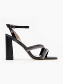 Πέδιλα με φαρδιές στρας φάσες - Μαύρο - thefashionproject.gr - Stephan