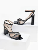 Πέδιλα με φαρδιές στρας φάσες - Μαύρο - thefashionproject.gr - Stephan