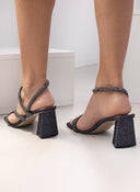 Πέδιλα με φαρδιές στρας φάσες - Μαύρο - thefashionproject.gr - Stephan
