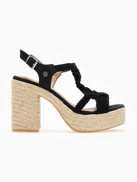 Platform Sandals Braided Design - Black