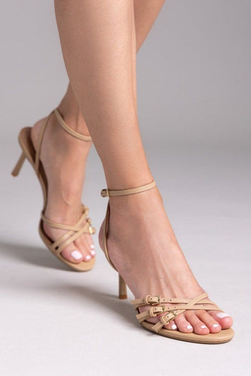 Πέδιλα με λεπτά λουράκια CORINA - Κάμελ - thefashionproject.gr - CORINA