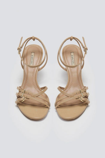Πέδιλα με λεπτά λουράκια CORINA - Κάμελ - thefashionproject.gr - CORINA