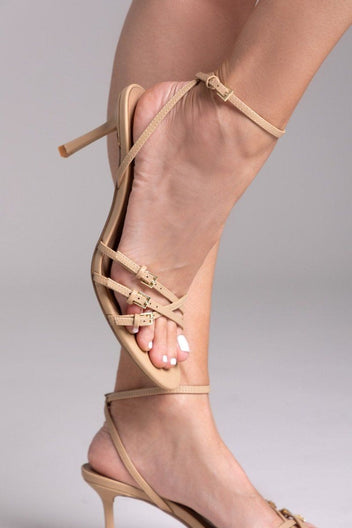 Πέδιλα με λεπτά λουράκια CORINA - Κάμελ - thefashionproject.gr - CORINA