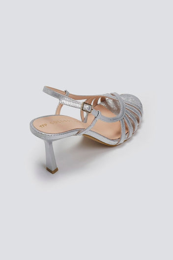 Πέδιλα με λεπτά λουράκια και print TFP - Ασημί - thefashionproject.gr - TFP