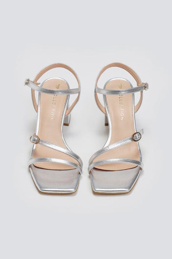 Πέδιλα με λεπτά λουράκια TFP - Ασημί - thefashionproject.gr - TFP