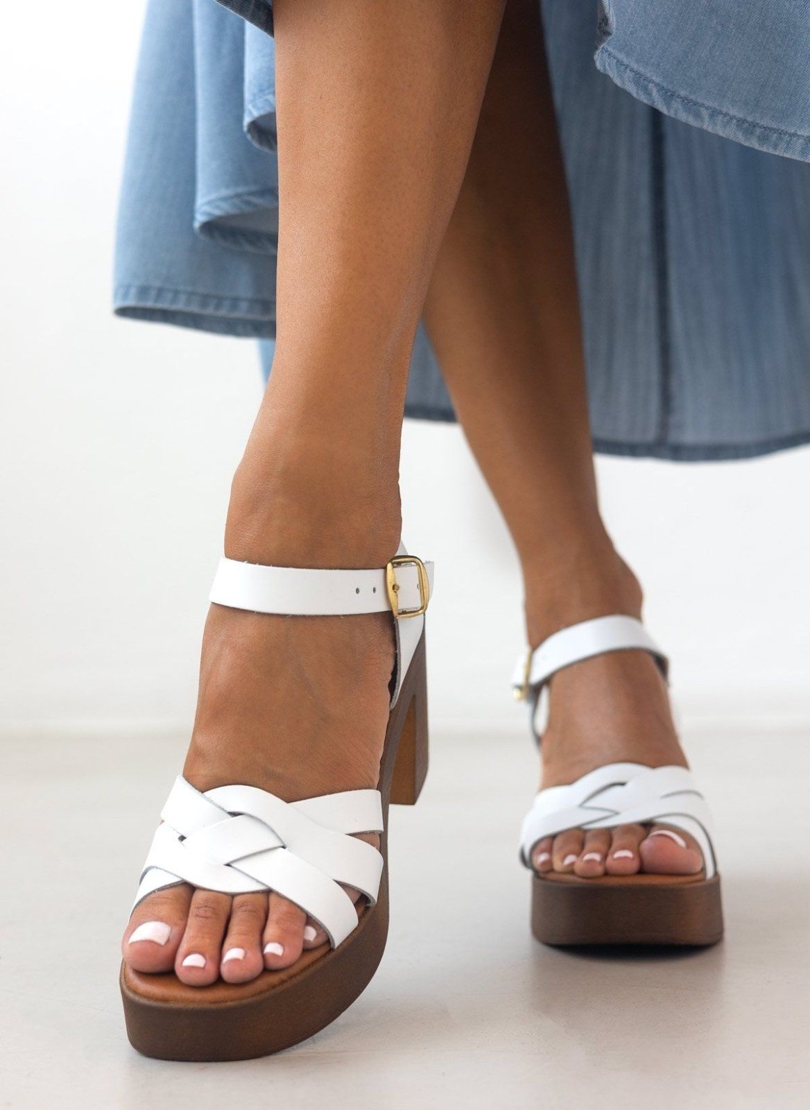 Πέδιλα με μπαρέτα δερμάτινα estil - Λευκό - thefashionproject.gr - Estil