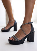 Πέδιλα με μπαρέτα δερμάτινα tfp - Μαύρο - thefashionproject.gr - TFP
