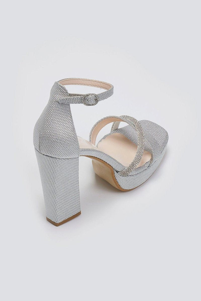 Πέδιλα με μπαρέτα και στρας TFP - Ασημί - thefashionproject.gr - TFP