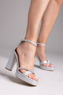 Πέδιλα με μπαρέτα και στρας TFP - Ασημί - thefashionproject.gr - TFP
