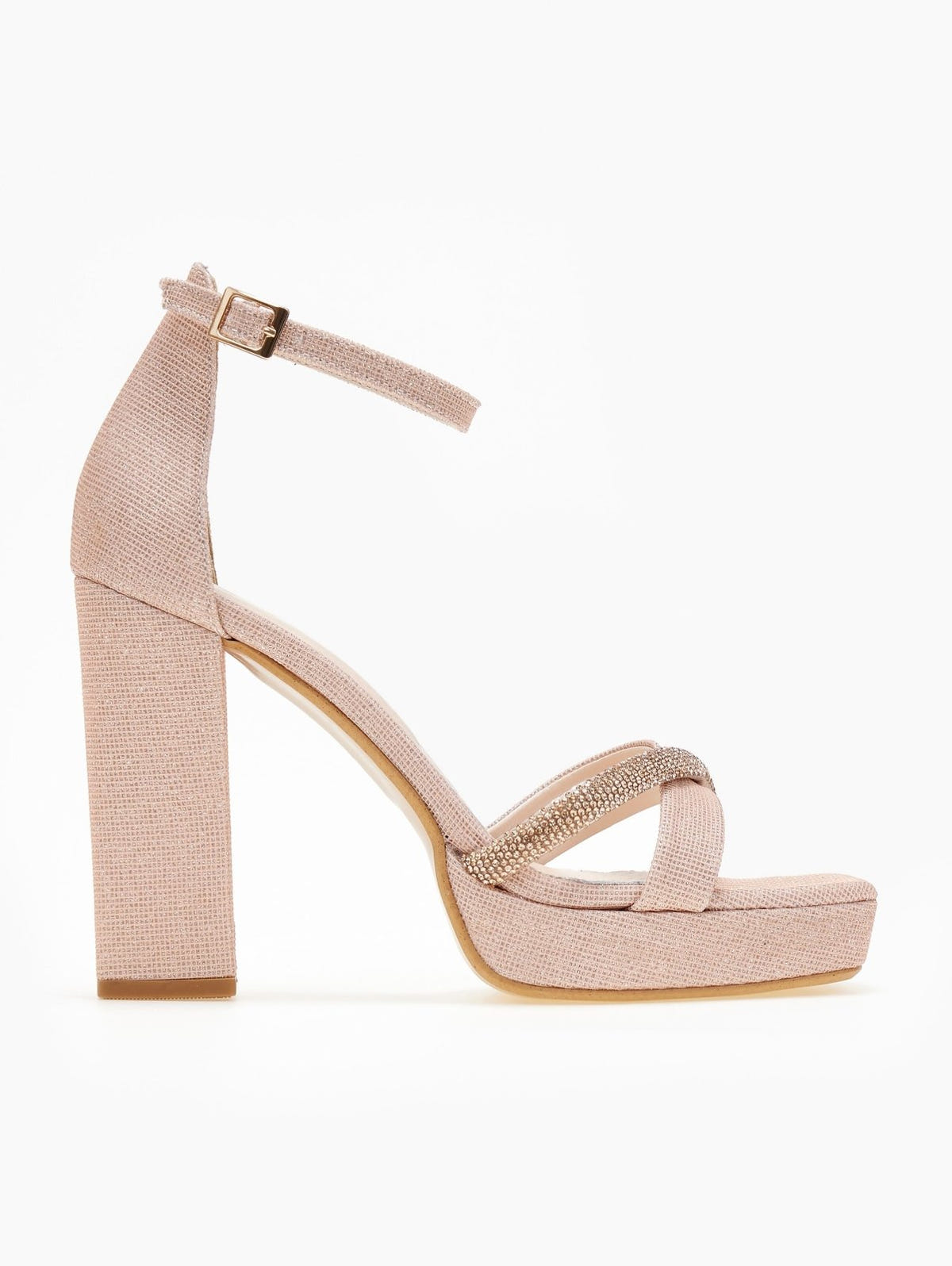 Πέδιλα με μπαρέτα και στρας TFP - Nude - thefashionproject.gr - TFP