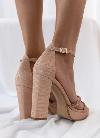 Πέδιλα με μπαρέτα και στρας TFP - Nude - thefashionproject.gr - TFP