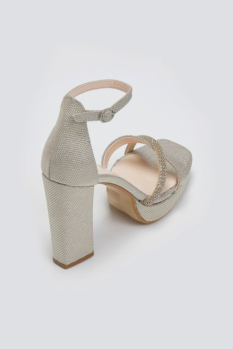 Πέδιλα με μπαρέτα και στρας TFP - Χρυσό - thefashionproject.gr - TFP