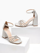 Πέδιλα με μπαρέτα και strass TFP - Λευκό - thefashionproject.gr - TFP