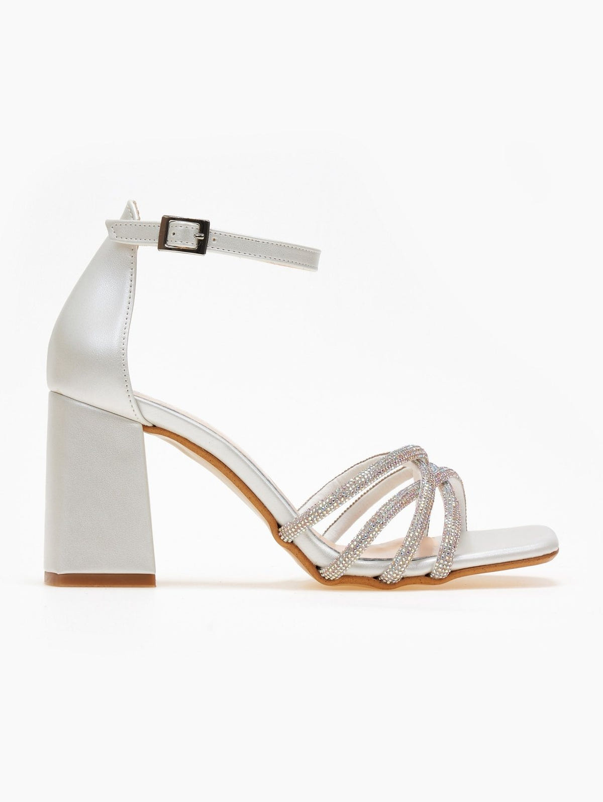 Πέδιλα με μπαρέτα και strass TFP - Λευκό - thefashionproject.gr - TFP
