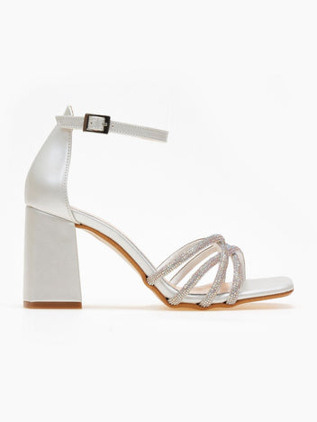Πέδιλα με μπαρέτα και strass TFP - Λευκό - thefashionproject.gr - TFP