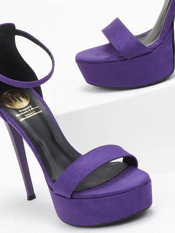 Πέδιλα με μπαρέτα suede tfp - Μωβ - thefashionproject.gr - TFP