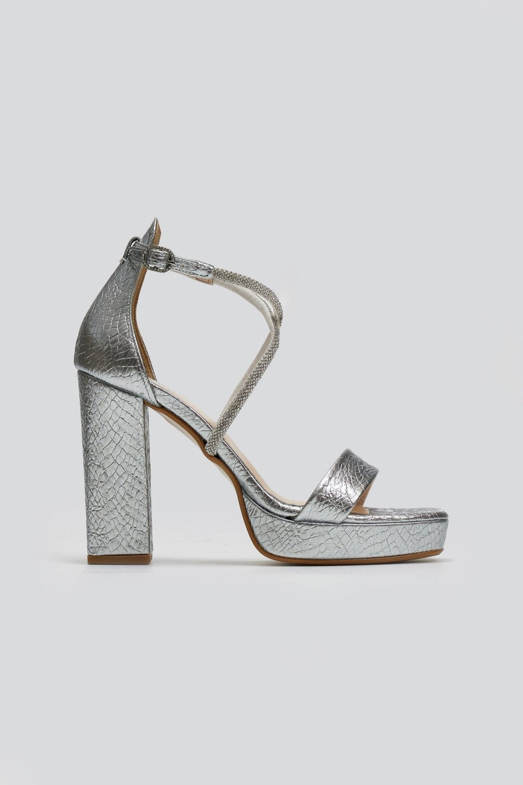 Πέδιλα με pattern και στρας TFP - Ασημί - thefashionproject.gr - TFP