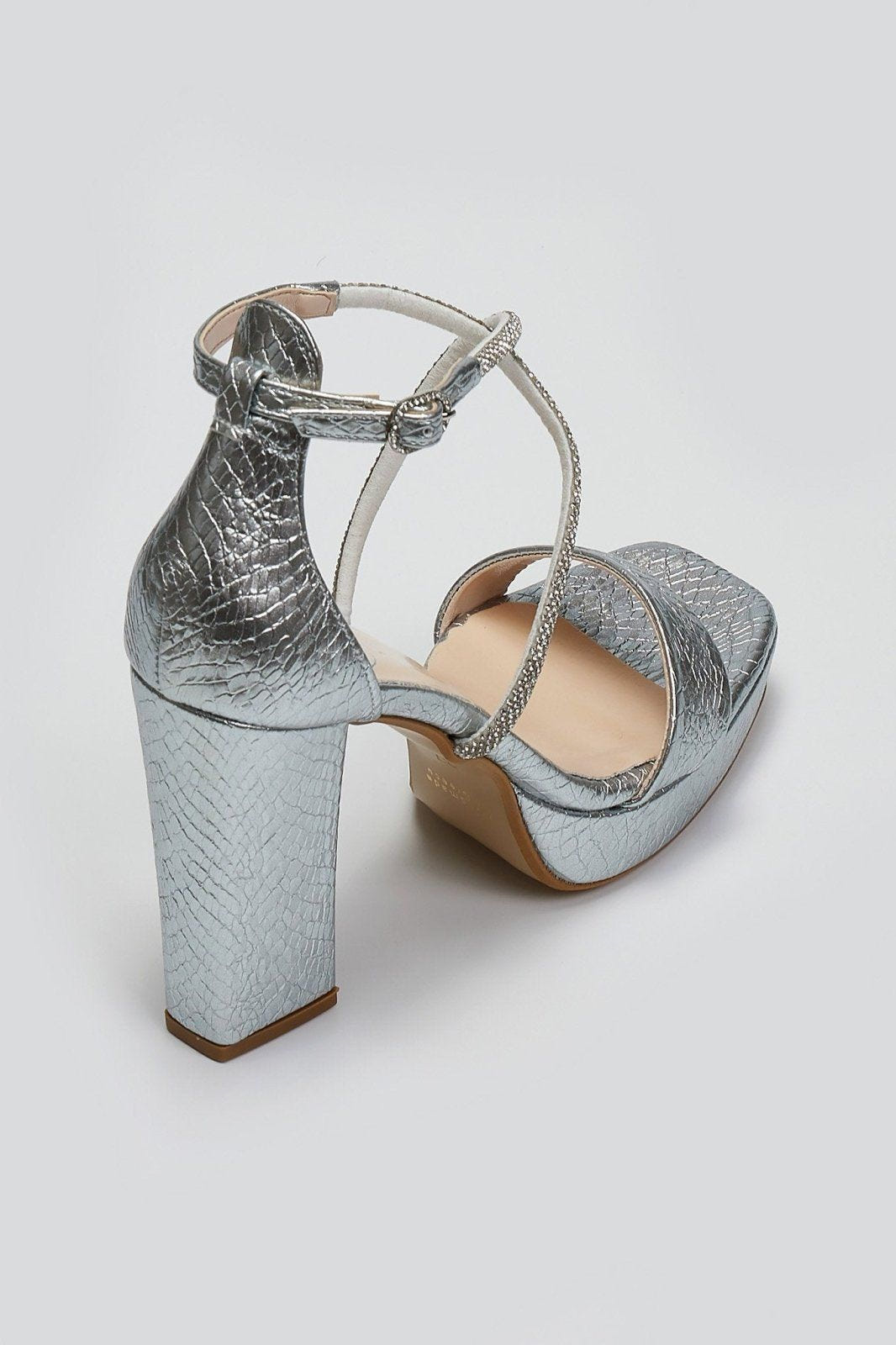 Πέδιλα με pattern και στρας TFP - Ασημί - thefashionproject.gr - TFP