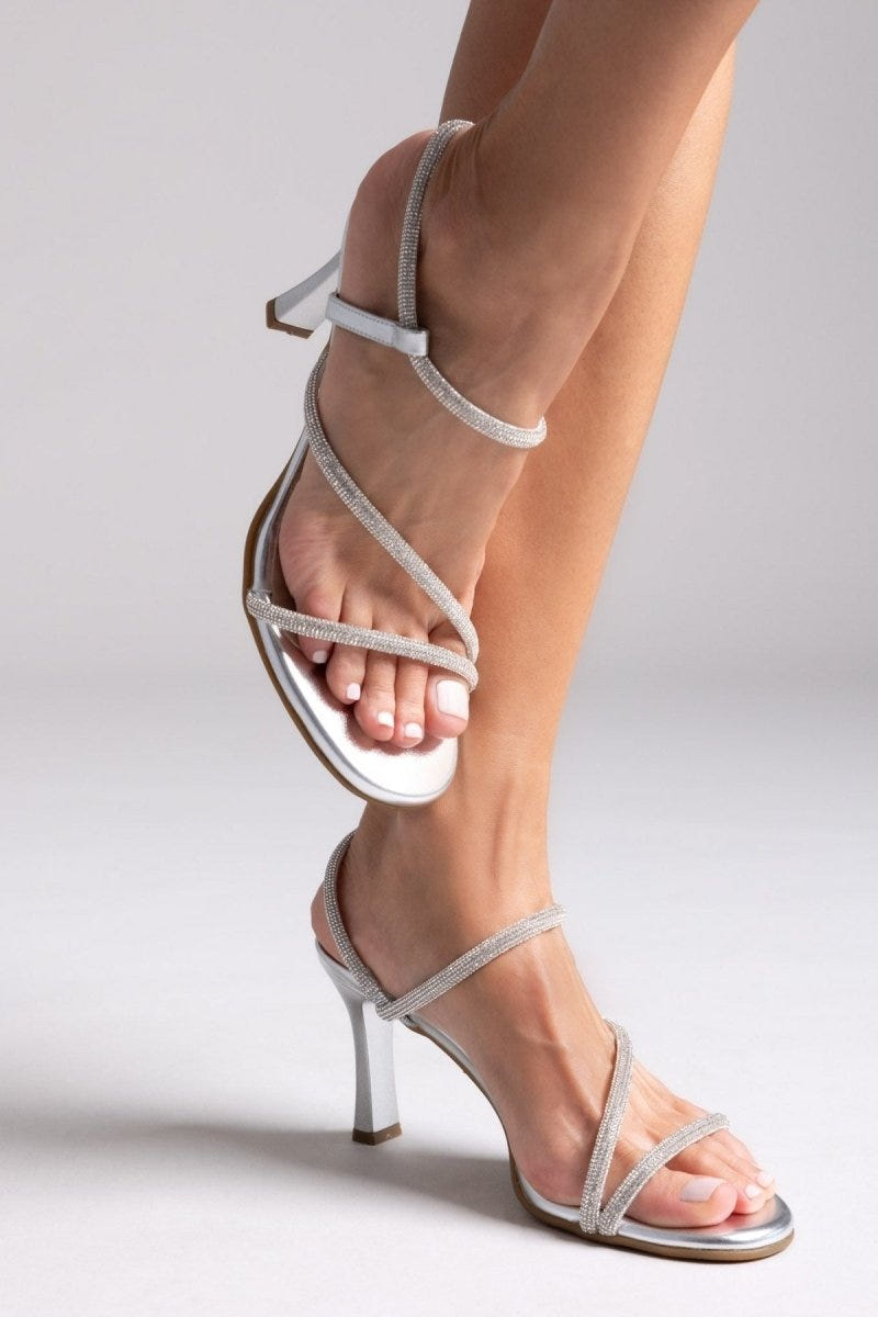 Πέδιλα με περαστό στρας λουράκι Ragazza - Ασημί - thefashionproject.gr - RAGAZZA