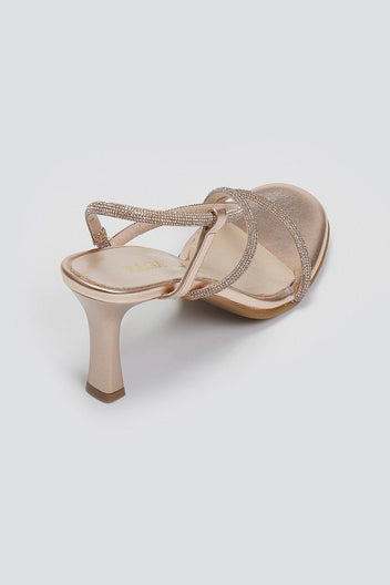 Πέδιλα με περαστό στρας λουράκι Ragazza - Χαλκός - thefashionproject.gr - RAGAZZA