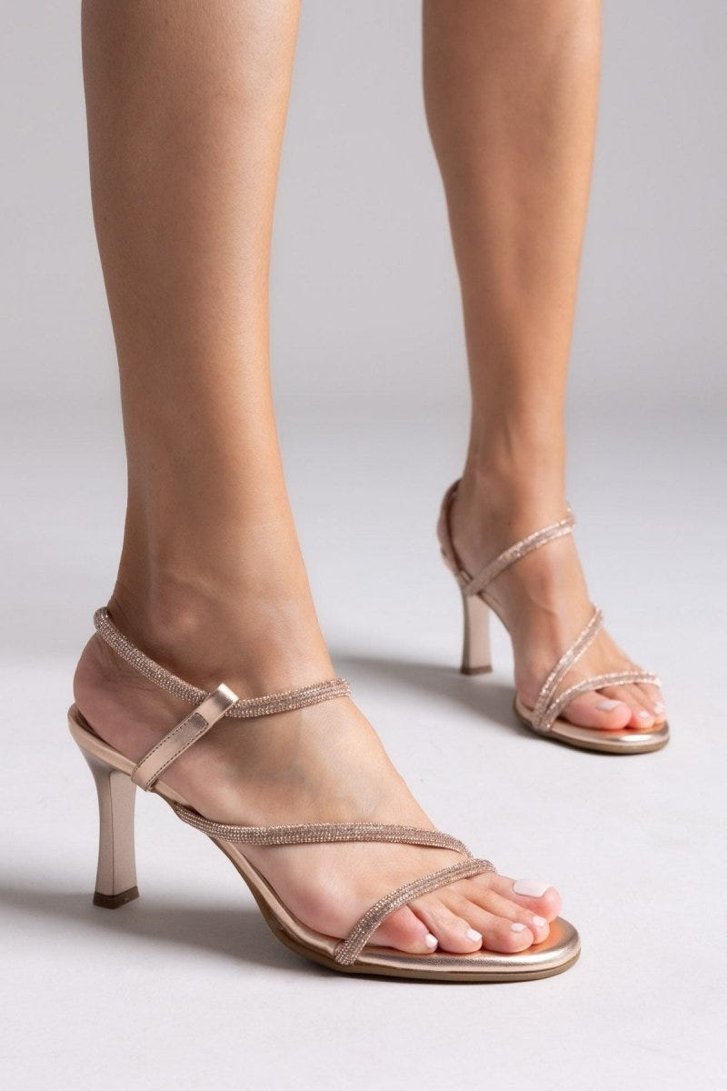 Πέδιλα με περαστό στρας λουράκι Ragazza - Χαλκός - thefashionproject.gr - RAGAZZA
