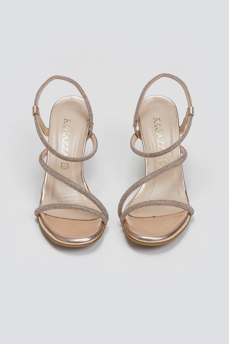 Πέδιλα με περαστό στρας λουράκι Ragazza - Χαλκός - thefashionproject.gr - RAGAZZA