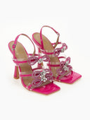 Πέδιλα με στρας φιόγκους και διαφάνεια - Magenta - thefashionproject.gr - The Fashion Project