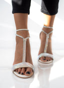 Πέδιλα με στρας και μπαρέτα tfp - Λευκό - thefashionproject.gr - TFP