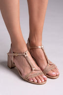 Πέδιλα με στρας και μπαρέτα - Χαλκός - thefashionproject.gr - La Coquette