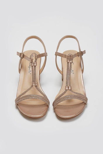 Πέδιλα με στρας και μπαρέτα - Χαλκός - thefashionproject.gr - La Coquette