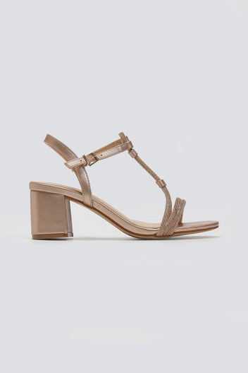Πέδιλα με στρας και μπαρέτα - Χαλκός - thefashionproject.gr - La Coquette