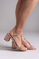 Πέδιλα με στρας και μπαρέτα - Χαλκός - thefashionproject.gr - La Coquette