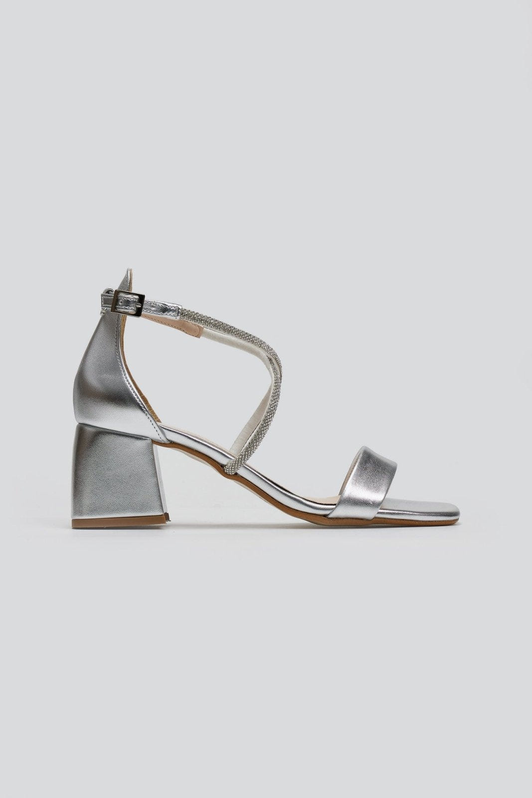 Πέδιλα με στρας λουράκια TFP - Ασημί - thefashionproject.gr - TFP