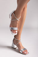 Πέδιλα με στρας λουράκια TFP - Ασημί - thefashionproject.gr - TFP
