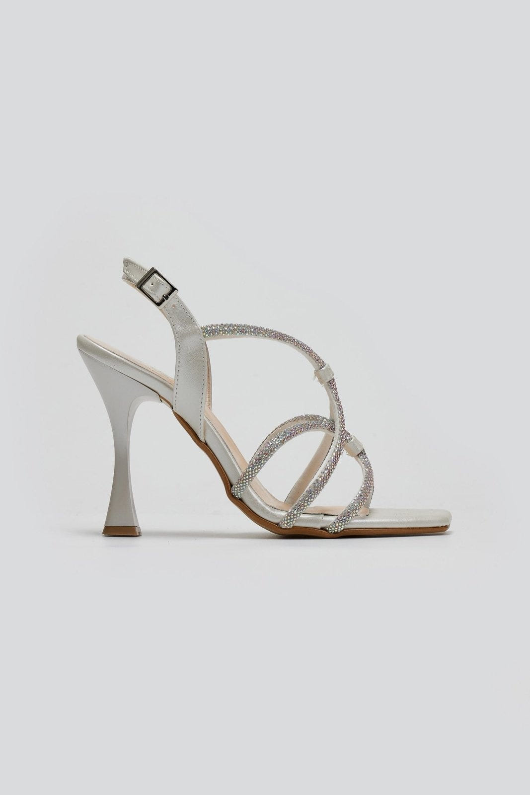 Πέδιλα με στρας λουράκια TFP - Λευκό Πέρλα - thefashionproject.gr - TFP