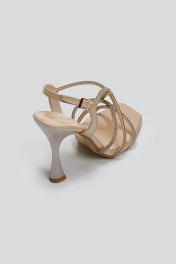 Πέδιλα με στρας λουράκια TFP - Μπεζ Πέρλα - thefashionproject.gr - TFP