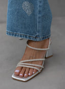 Πέδιλα με στρας σατέν tfp - Ασημί - thefashionproject.gr - TFP