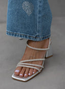 Πέδιλα με στρας σατέν tfp - Ασημί - thefashionproject.gr - TFP