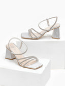 Πέδιλα με στρας σατέν tfp - Ασημί - thefashionproject.gr - TFP