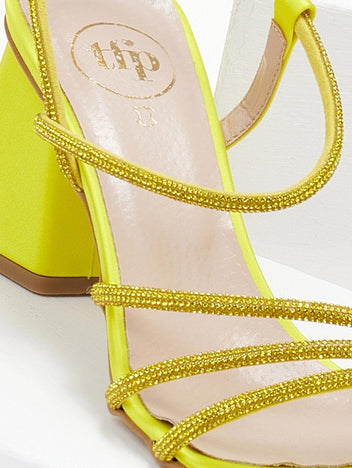 Πέδιλα με στρας σατέν tfp - Κίτρινο - thefashionproject.gr - TFP